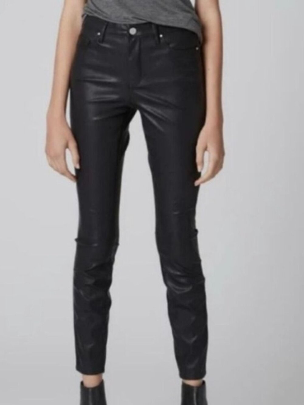 Vtg BLANKNYC Skinny Classique 27 Black Faux Leather Low Rise Pants Modal 27x29